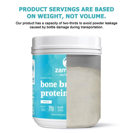 Zammex Bone Broth Protein Powder – Grass-Fed Vanilla, 10g Protein, Non-GMO