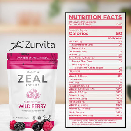 Zurvita Zeal for Life 30-Day Wellness Bag – Wild Berry Flavor (420 g)