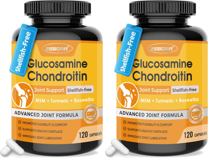 ZEBORA Glucosamine Chondroitin MSM + Turmeric & Boswellia – Joint Support Supplement, 120 Capsules (Pack of 2)