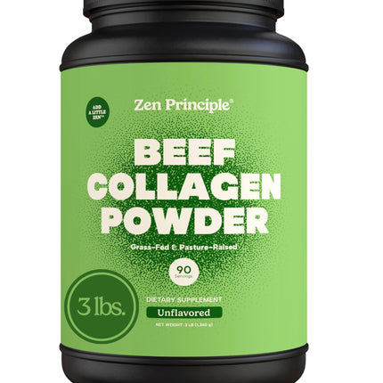 Zen Principle Grass-Fed Collagen Peptides — 3 lb Agglomerated Hydrolyzed Powder | Paleo & Keto Friendly
