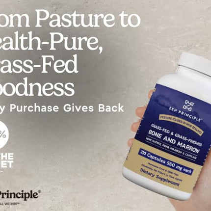Zen Principle Grass-Fed Beef Bone Marrow Supplement – 210 Capsules
