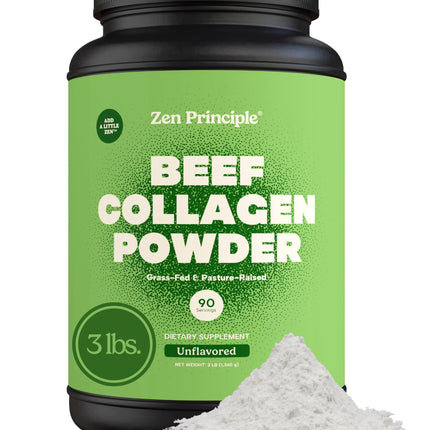 Zen Principle Grass-Fed Collagen Peptides — 3 lb Agglomerated Hydrolyzed Powder | Paleo & Keto Friendly