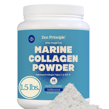 Zen Principle Marine Collagen Peptides Powder – 1.5 lb, Wild-Caught, Non-GMO, Hydrolyzed Type I & III