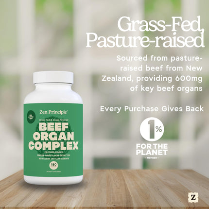 Zen Principle Grass-Fed Beef Organs Supplement – Desiccated Liver, Heart, Kidney & More | 2-Pack NZ Pasture-Raised