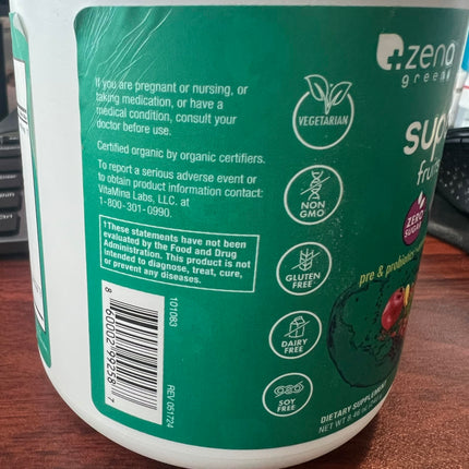 Zena Nutrition Organic Super Greens Powder, 70+ Superfoods, 0 Sugar, 3G Fiber, Spirulina, Chlorella, Antioxidants, Prebiotics/Probiotics, Digestive Enzymes, Mixed Berry, 30 Servings