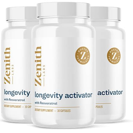 Zenith Labs Longevity Activator - Anti-Aging Supplement with Resveratrol (3-Pack) | Immune & Memory Support