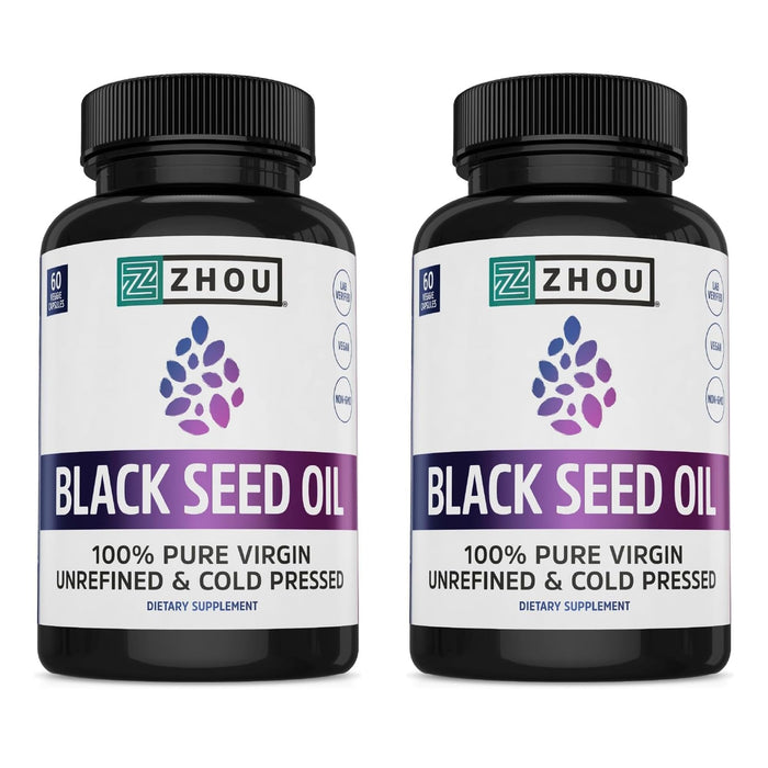 ZHOU Black Seed Oil Capsules – Cold-Pressed Nigella Sativa, 60 Capsules (Pack of 2)