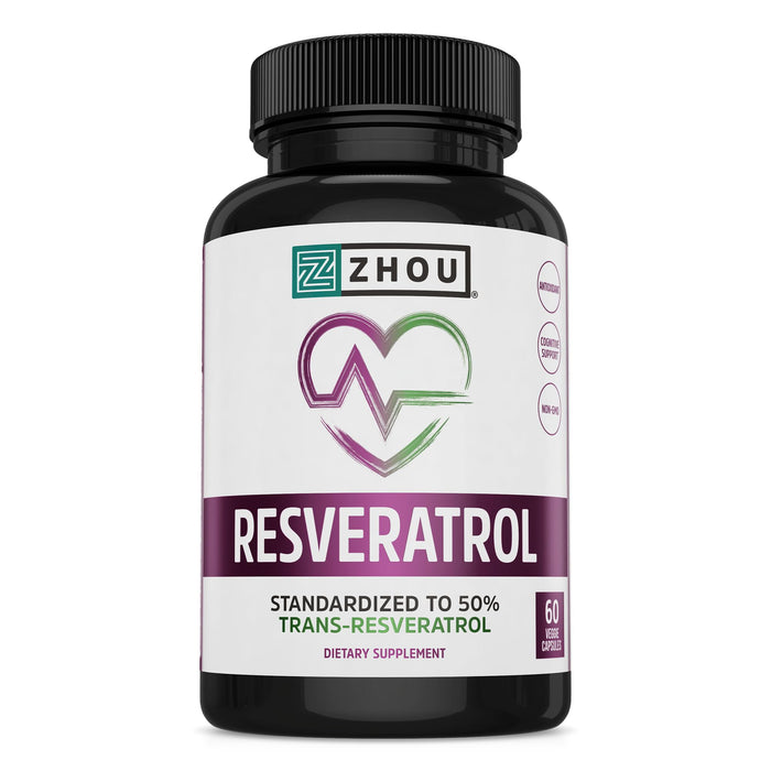 ZHOU Resveratrol 1000mg | Heart Health & Antioxidant Support | 60 Veggie Caps