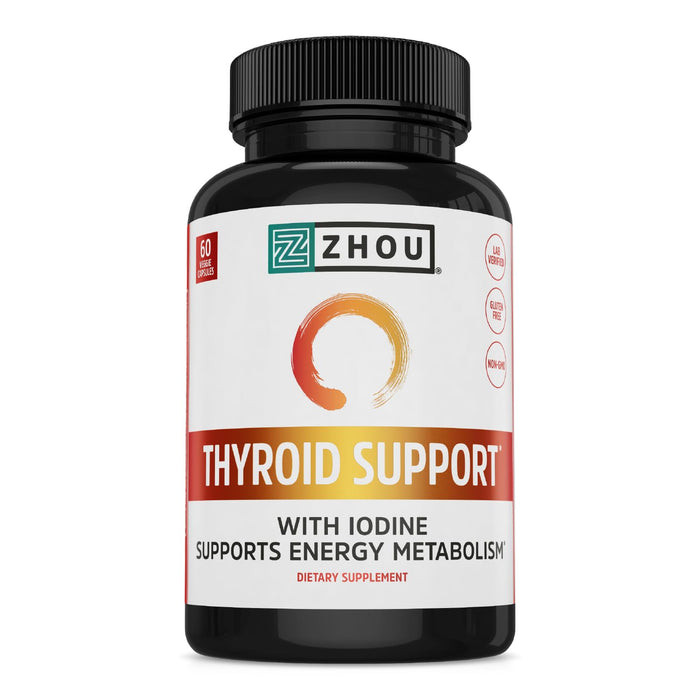 ZHOU Thyroid Support - Thyroid Supplement for Women & Men | Zinc, Iodine, Selenium, Ashwagandha | 60 Veggie Capsules