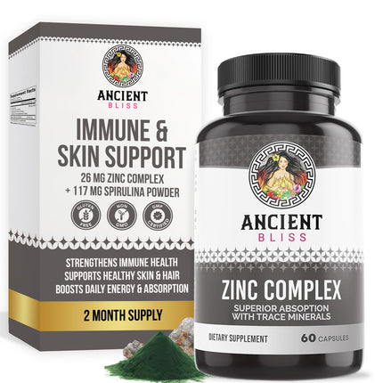 Zinc Complex Capsules with Enhanced Absorption – Immune Support | Ancient Bliss (60 Caps)