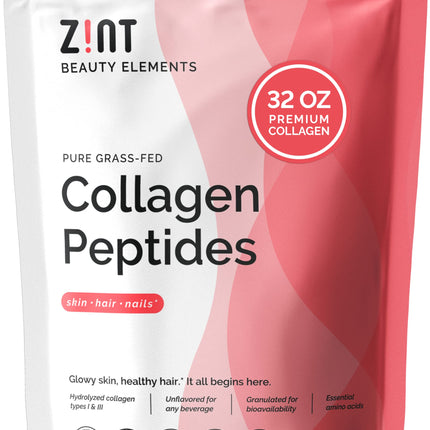Zint Collagen Peptides Powder (32 oz) – Paleo, Keto, Grass-Fed, Unflavored, Non-GMO