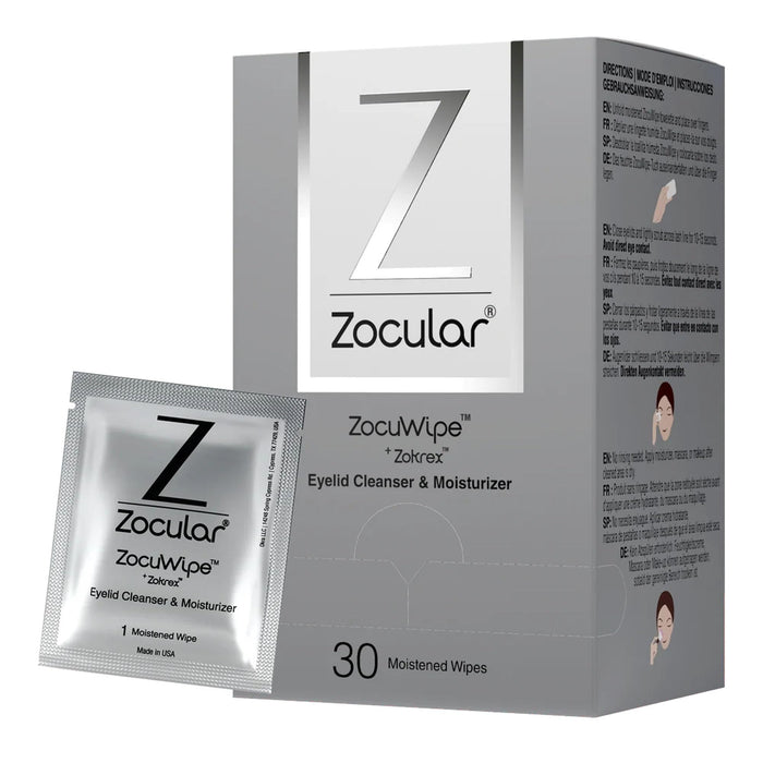 Zocuwipe Eyelid Wipes with Natural Okra Complex — Gentle Cleanse & Moisturize (30ct)